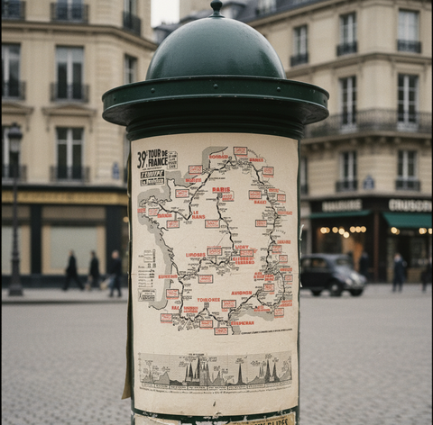 1952 Tour de France Map Poster