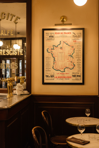 1947 Tour de France Map Poster