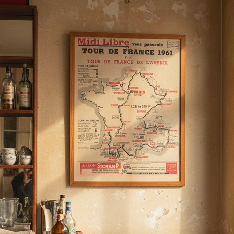 1961 Midi Libre Tour de France Map Poster