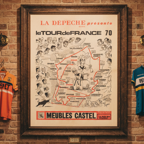 Eddy Merckx 1970 Tour de France Map Poster