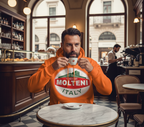 RETRO MOLTENI ALIMENTARI LOGO ORANGE HOODIE