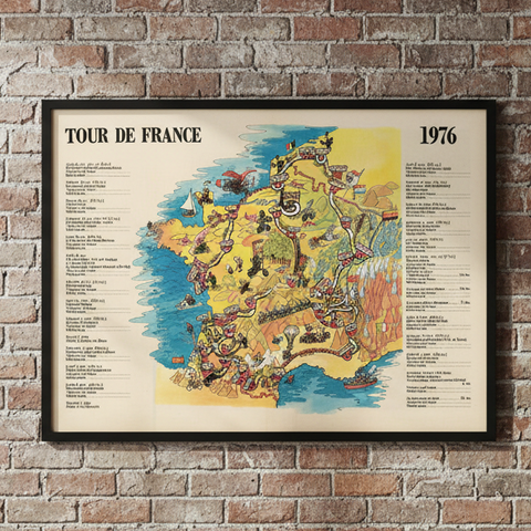1976 Tour de France Map Poster