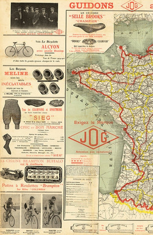 1911 Tour de France Map Poster