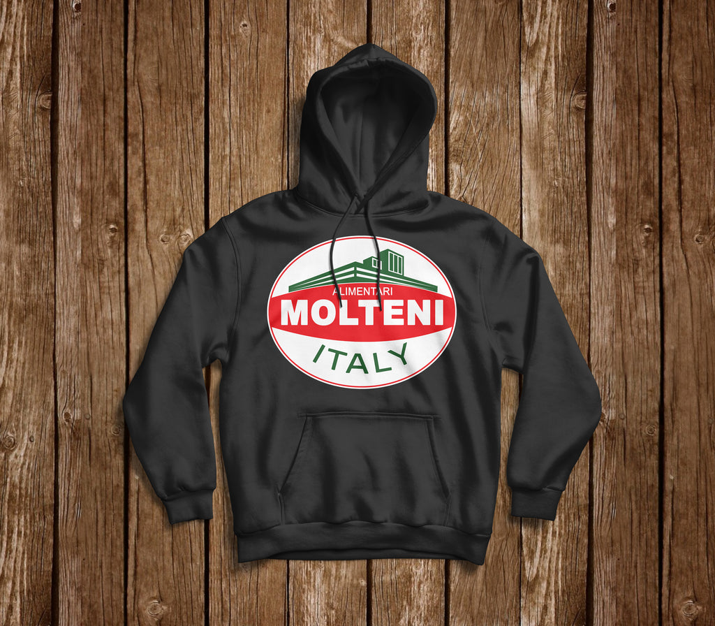 RETRO MOLTENI ALIMENTARI LOGO BLACK HOODIE - MOLTENI CYCLING