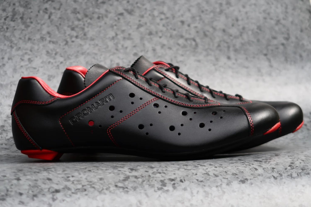 Race Carbon Nero Rosso - Black/Red Leather Shoes - MOLTENI CYCLING